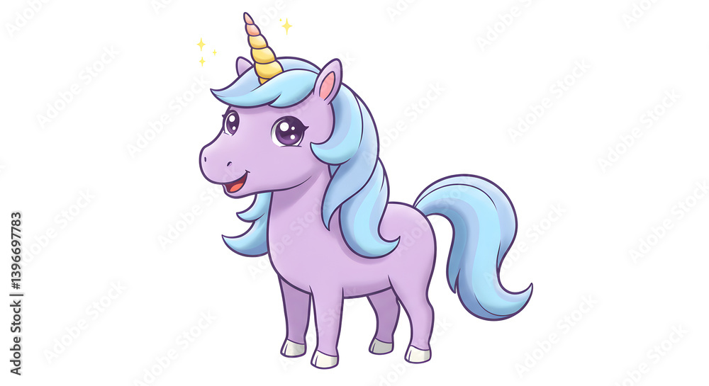 Fototapeta premium Cute Cartoon Unicorn with Pastel Colors