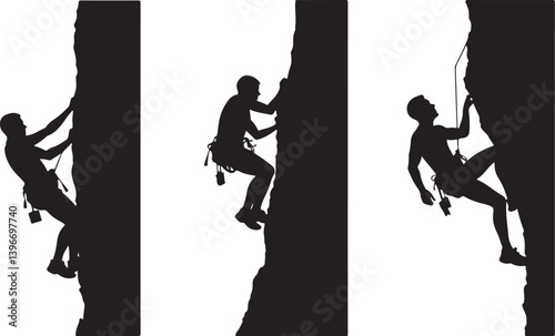Mountain Hiking and Rock Climbing Silhouette Bundle | Adventure Vector Clipart
