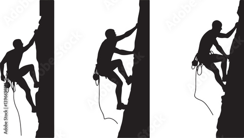 Mountain Hiking and Rock Climbing Silhouette Bundle | Adventure Vector Clipart