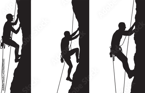 Mountain Hiking and Rock Climbing Silhouette Bundle | Adventure Vector Clipart