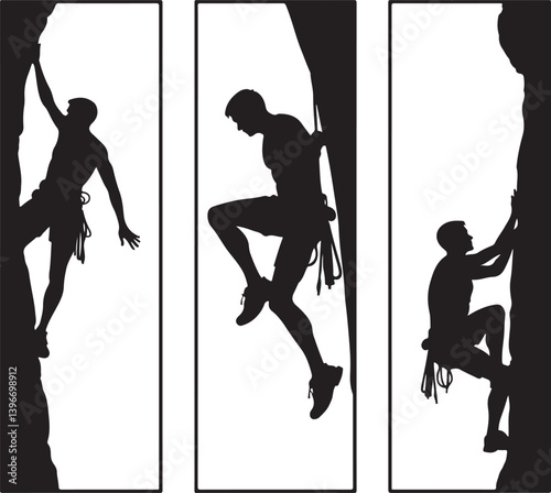 Mountain Hiking and Rock Climbing Silhouette Bundle | Adventure Vector Clipart