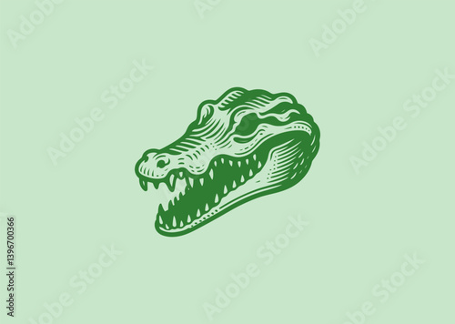 Crocodile head logo with fierce and wild energy