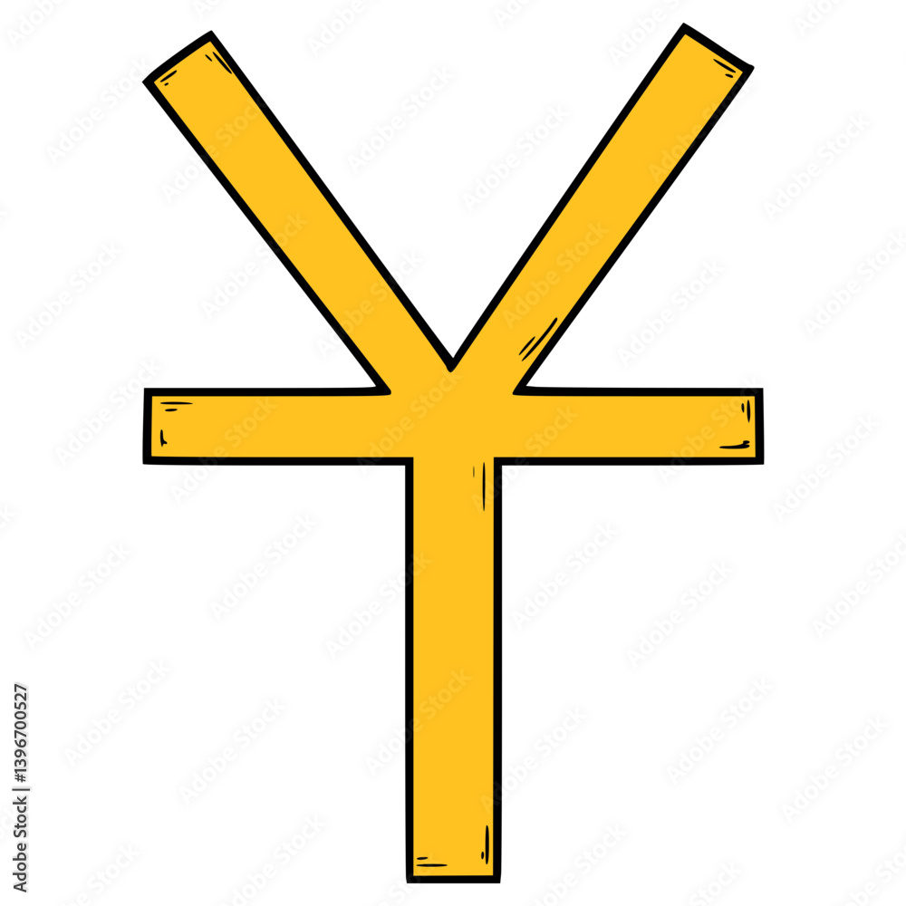 Obraz premium Chinese yuan icon illustration hand drawn isolated vector