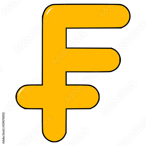 Swiss franc icon illustration hand drawn isolated vector