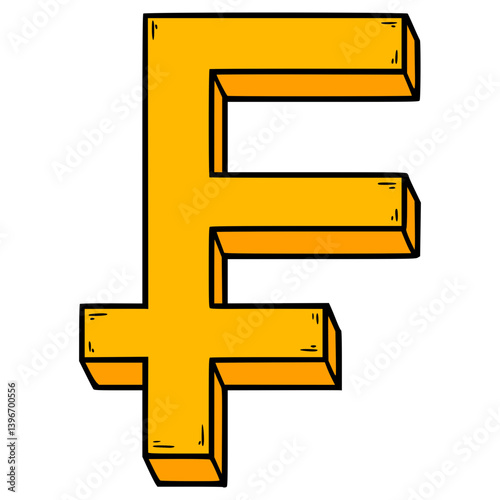Swiss franc icon illustration hand drawn isolated vector