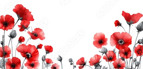Wallpaper Mural poppy flowers border Torontodigital.ca