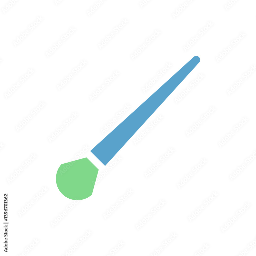 Minimalist representation of a makeup brush, in light blue and green tones Minimalist representation of a makeup brush, in light blue and green tones