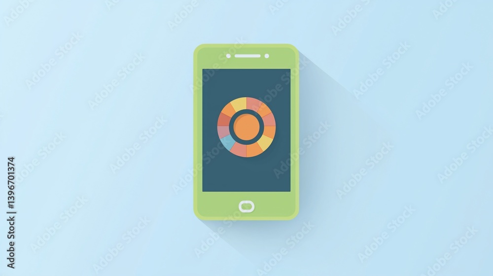Smartphone with Colorful Pie Chart Display Smartphone with Colorful Pie Chart Display
