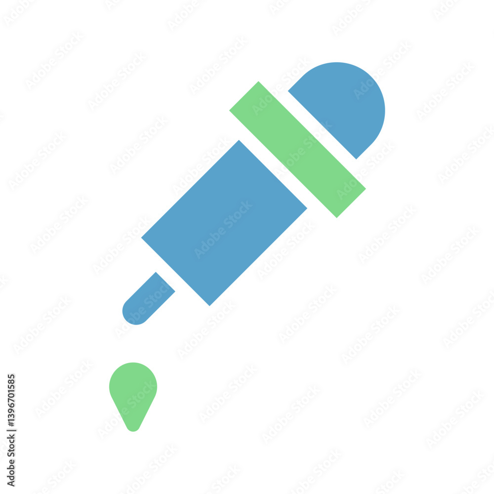 Minimalist Illustration of a Dropper with Vibrant Blue and Green Palette