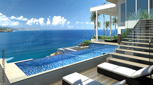 Oceanfront luxury villa with infinity pool and stunning views. photo