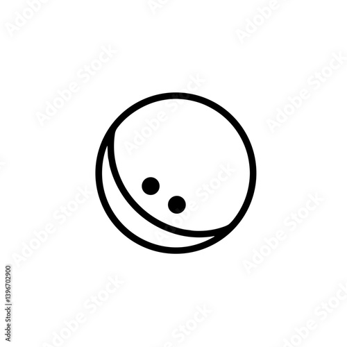 Bowling Ball Icon Outline with Two Finger Holes  