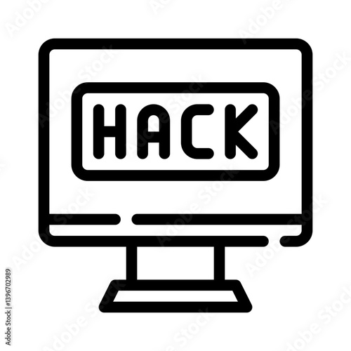 cyber attack line icon