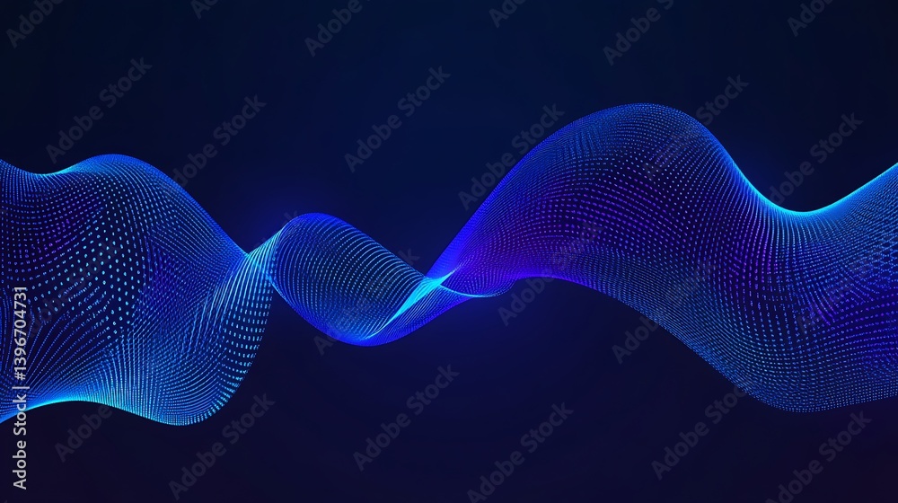Fototapeta premium Abstract digital waves in blue and purple hues flowing across a dark background, symbolizing technology
