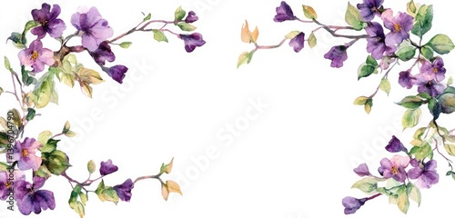 Wallpaper Mural frame made of purple flowers Torontodigital.ca