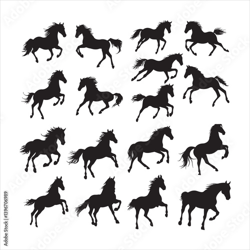 Horse silhouette set