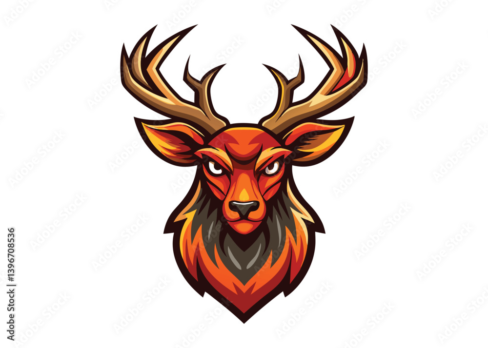 Fototapeta premium Hand drawn vintage label with a reindeer design illustration