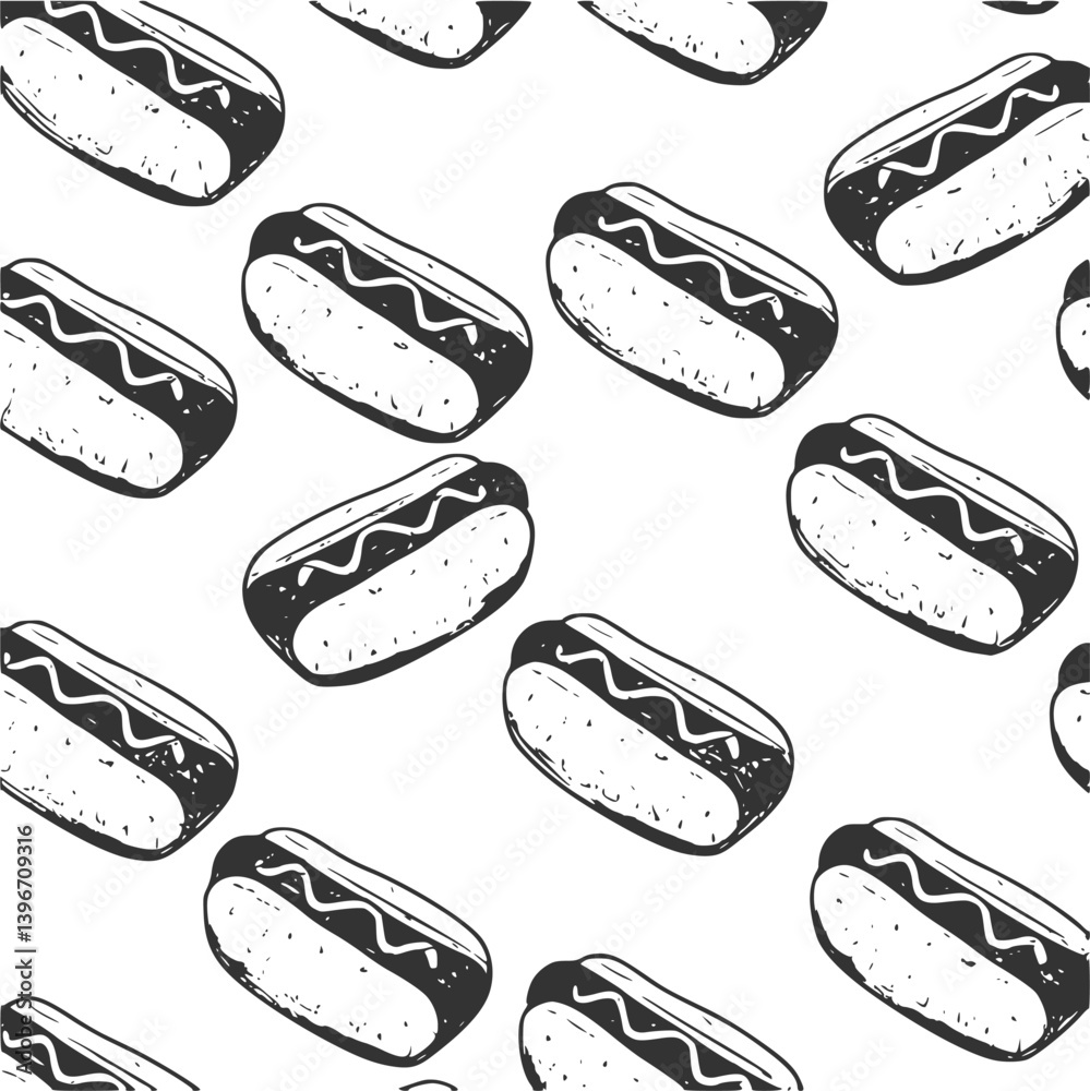 Fototapeta premium Seamless background with hot dog pattern 