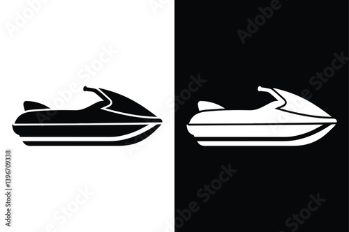 Vector Jet Ski Silhouette. Stylish Water Sports Icon Design