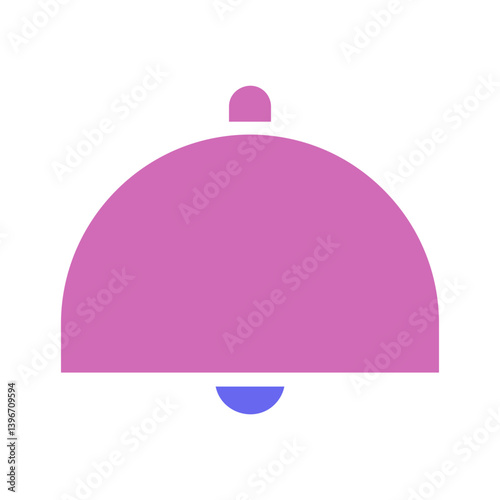Simple and stylized illustration of a purple bell with a blue accent point