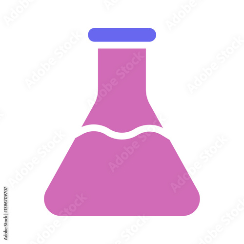 Stylized conical flask icon with a wavy liquid line, symbolizing scientific exploration