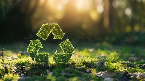 Environmental advocacy, green triangular recycle concept signifying eco-friendly practices