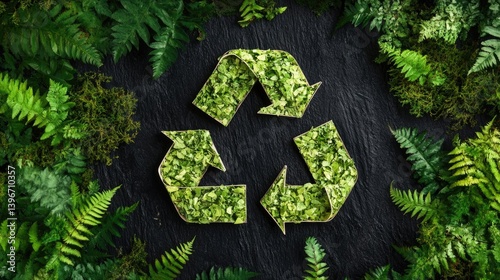 Environmental advocacy, green triangular recycle concept signifying eco-friendly practices