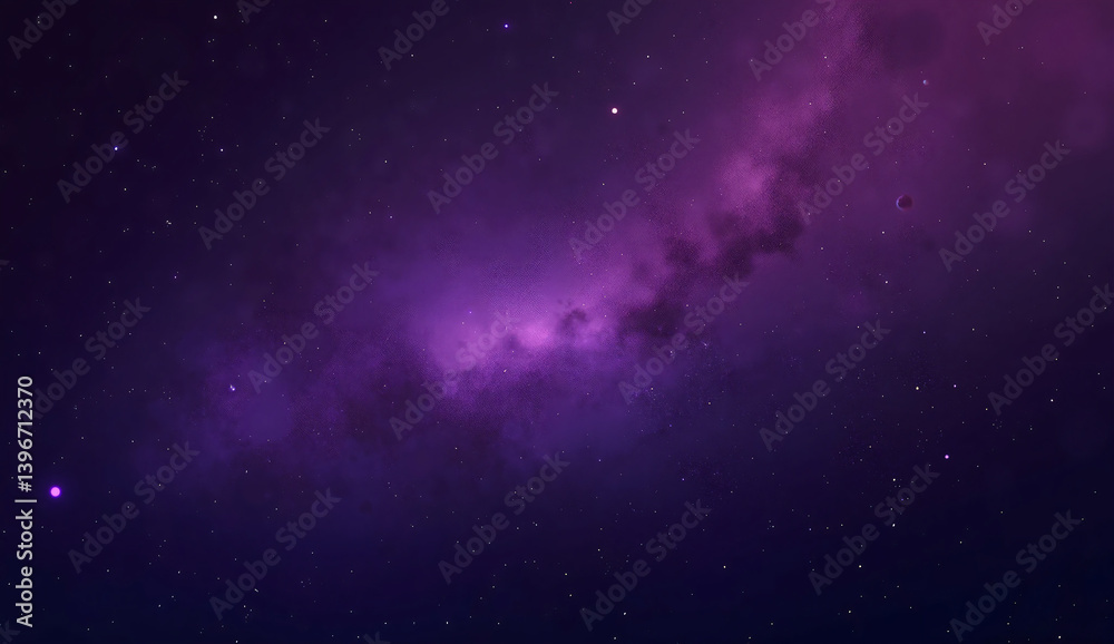 Fototapeta premium Dark Galactic Gradient with Cosmic Purple to Obsidian and Retro Sci-Fi Noise Texture