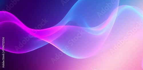 Abstract glowing neon waves flow on purple background