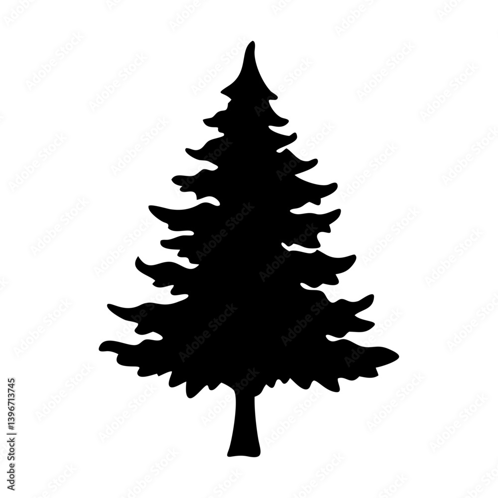 Obraz premium pine tree icon, pine tree silhouette vector illustration-simple silhouette illustration of pine tree, perfect for pine tree logos and icons