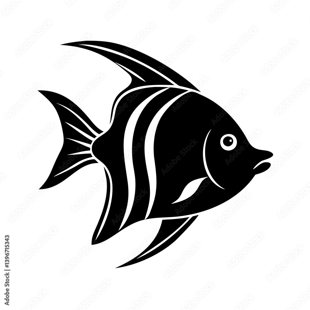 Obraz premium angelfish icon, angelfish silhouette vector illustration-simple silhouette illustration of angelfish, perfect for angelfish logos and icons
