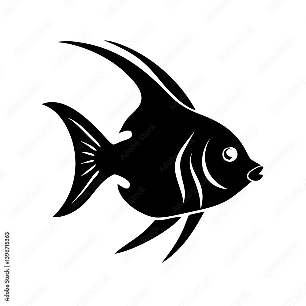 Obraz premium angelfish icon, angelfish silhouette vector illustration-simple silhouette illustration of angelfish, perfect for angelfish logos and icons