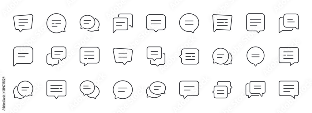 Chat Bubble Line Icons Set. Contain Icons as Dialogue, Feedback, Comment. Editable Stroke. Pixel Perfect. Chat Bubble Line Icons Set. Contain Icons as Dialogue, Feedback, Comment. Editable Stroke. Pixel Perfect.