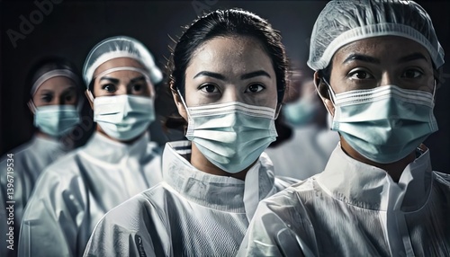 Medical Team in Full PPE Suits and Face Masks – Frontline Defense Against Infection

