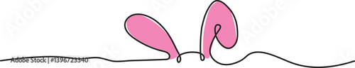 Minimalist Continuous Line Drawing of Easter Bunny Ears