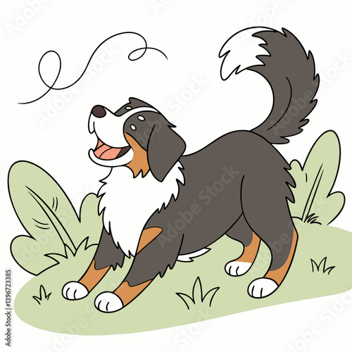 ​The Bernese Mountain Dog is a large, gentle, and playful breed known for its friendly and easygoing temperament. Originating from Switzerland, these dogs are loyal family companions and excellent wit