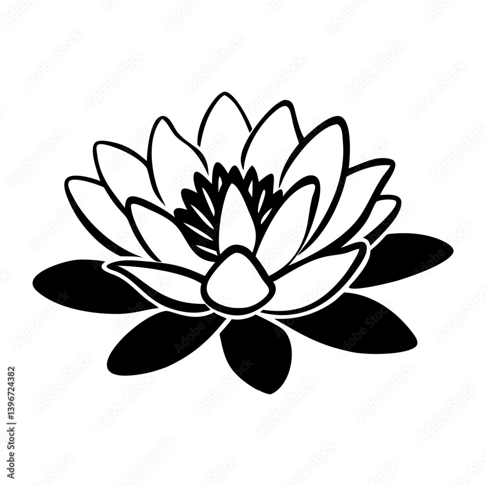 Fototapeta premium water lily flower icon, water lily flower silhouette vector illustration-simple silhouette illustration of water lily flower, perfect for water lily flower logos and icons
