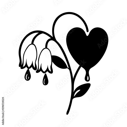 bleeding heart flower icon, bleeding heart flower silhouette vector illustration-simple silhouette illustration of bleeding heart flower, perfect for bleeding heart flower logos and icons