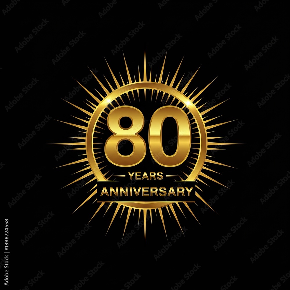 Fototapeta premium Elegant 80th anniversary golden emblem design for celebrations and milestones