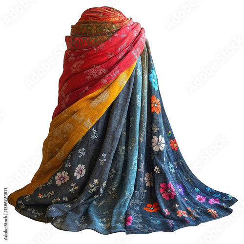 Buy floral print saree online multicolor cotton saree indian ethnic wear fashion saree for women party wear 100 char on transparent background