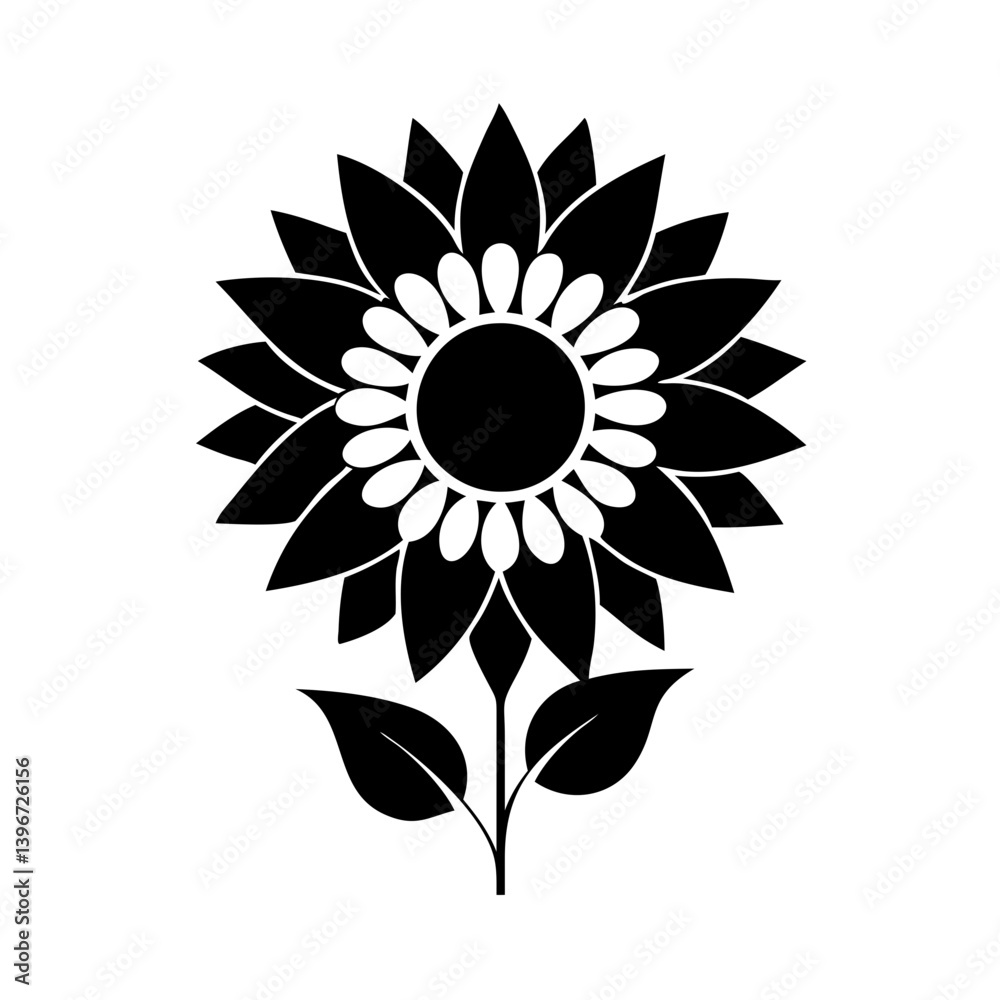 sunflower flower icon, sunflower flower silhouette vector illustration-simple silhouette illustration of sunflower flower, perfect for sunflower flower logos and icons