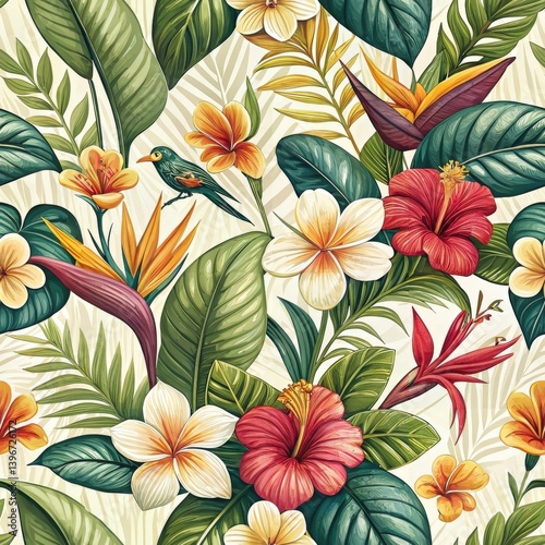 Seamless Tropical Floral Pattern