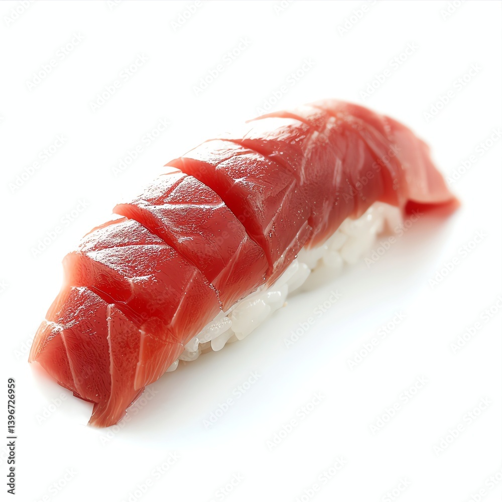 Tuna Sushi Nigiri Close-up on White Background Perfect for Japanese Cuisine Tuna Sushi Nigiri Close-up on White Background Perfect for Japanese Cuisine