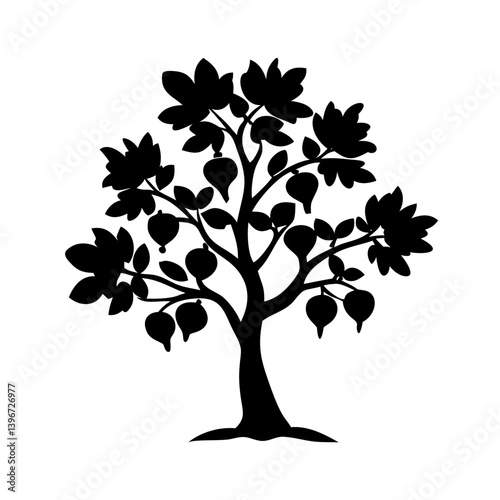 fig tree icon, fig tree silhouette vector illustration-simple silhouette illustration of fig tree, perfect for fig tree logos and icons