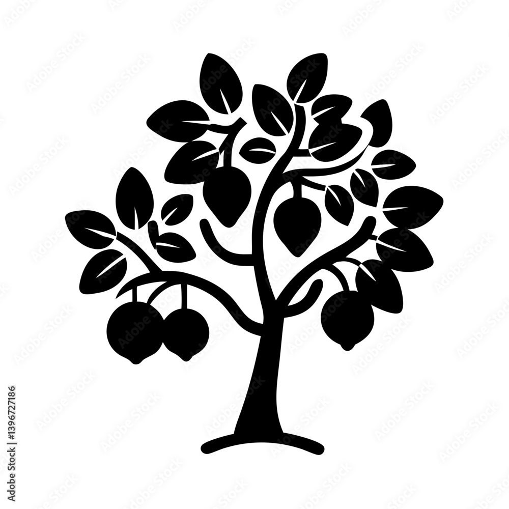 Obraz premium lemon tree icon, lemon tree silhouette vector illustration-simple silhouette illustration of lemon tree, perfect for lemon tree logos and icons