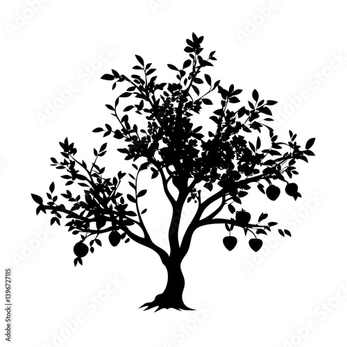 plum tree icon, plum tree silhouette vector illustration-simple silhouette illustration of plum tree, perfect for plum tree logos and icons