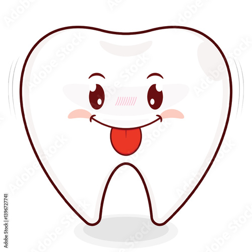tooth playful face cartoon cute