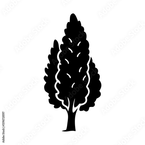 cypress tree icon, cypress tree silhouette vector illustration-simple silhouette illustration of cypress tree, perfect for cypress tree logos and icons