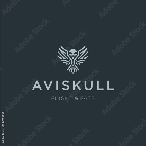 Bird and Skull Logo – Creative line art combining a bird and skull for a symbolic design.
