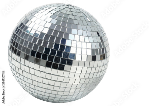 Silver disco mirror ball cut out.