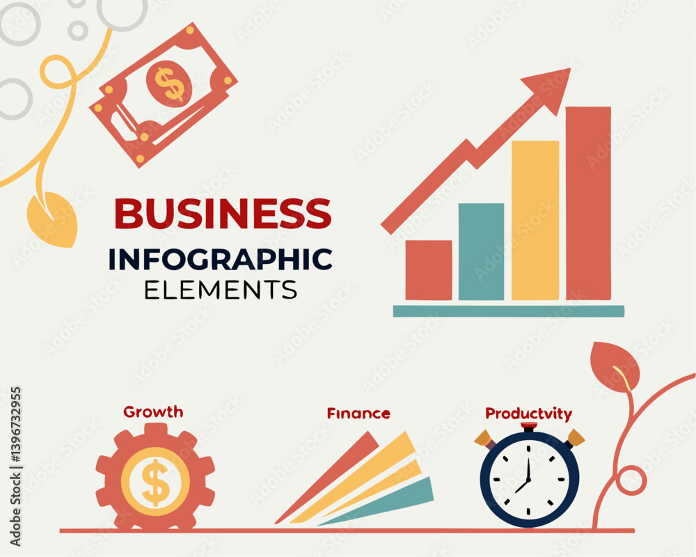 Obraz premium Business Infographic Elements Showcasing Growth and Finance 